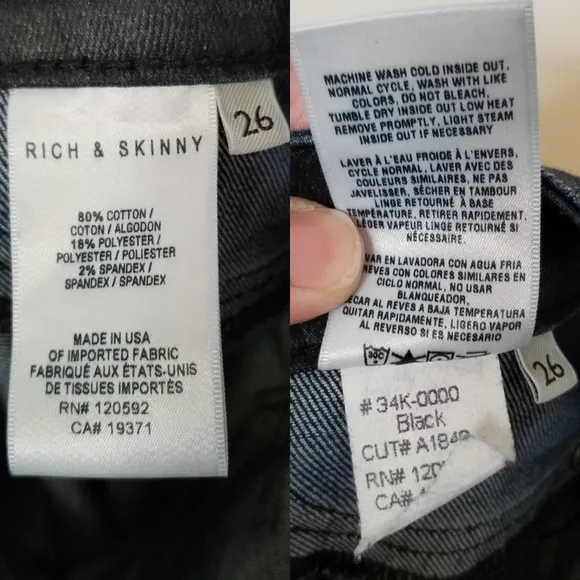 Rich &amp; Skinny Black Slick Coated Legacy Jeans