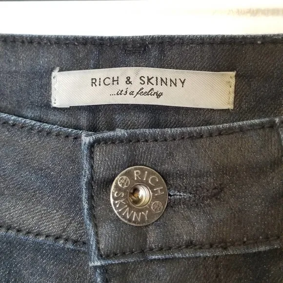Rich &amp; Skinny Black Slick Coated Legacy Jeans