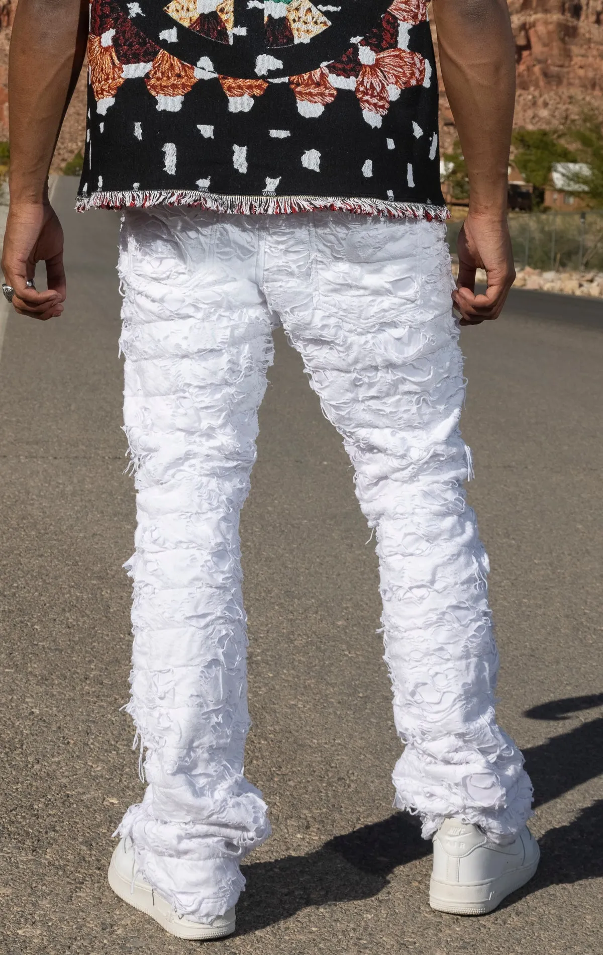 Ripped Surface Stack Jeans