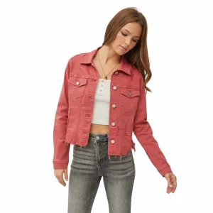 RISEN BUTTON UP CROPPED DENIM JACKET