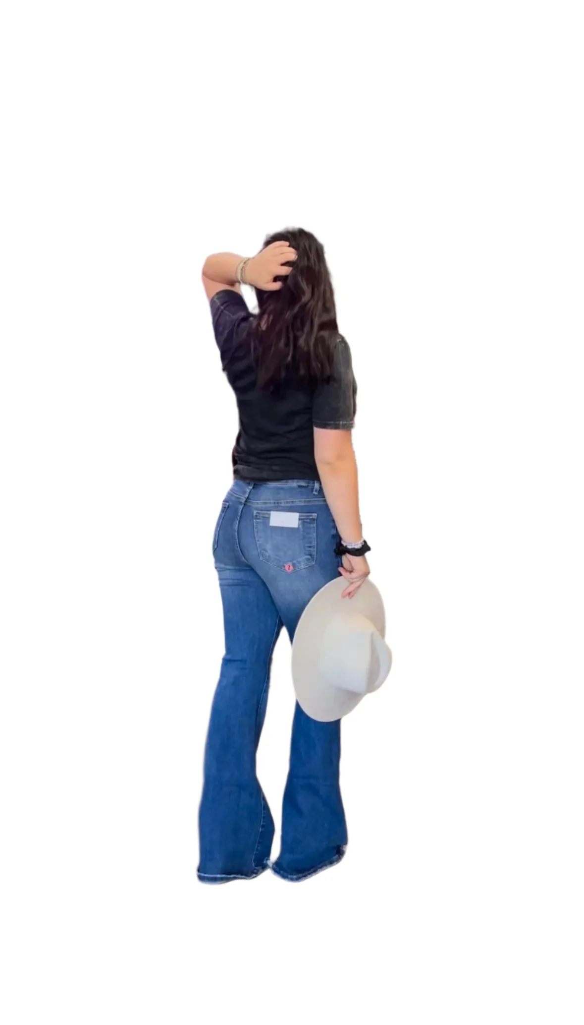 Risen High Rise Distressed Flare Jeans