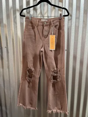 Risen High Rise Distressed Straight Leg Pants