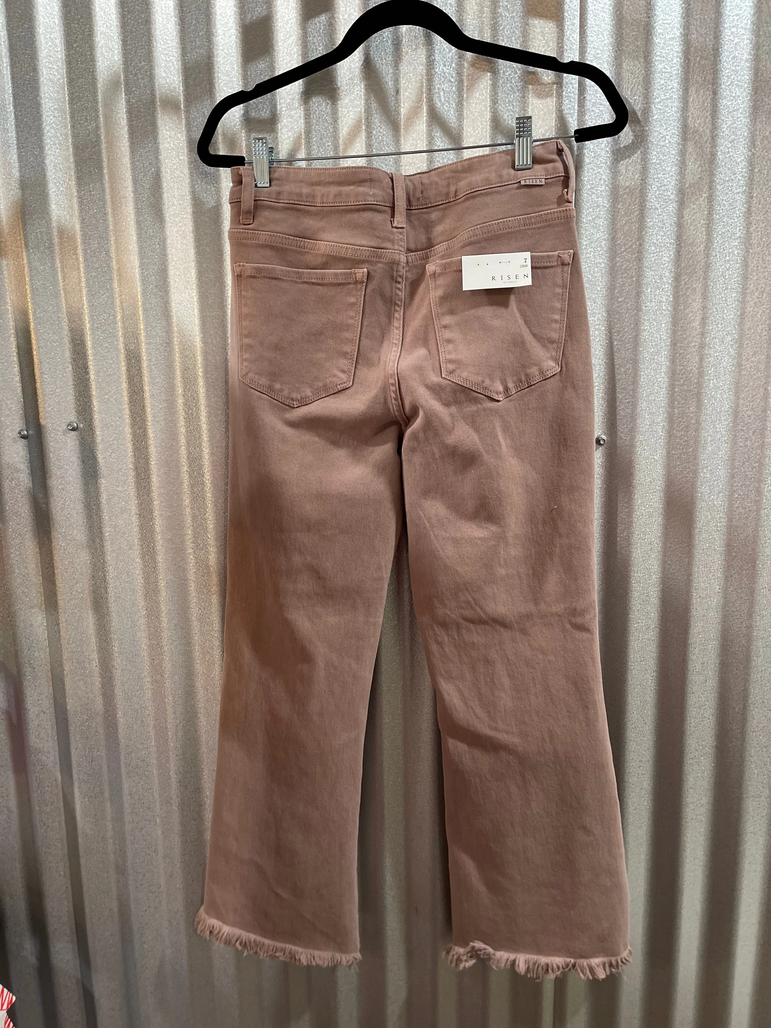 Risen High Rise Distressed Straight Leg Pants