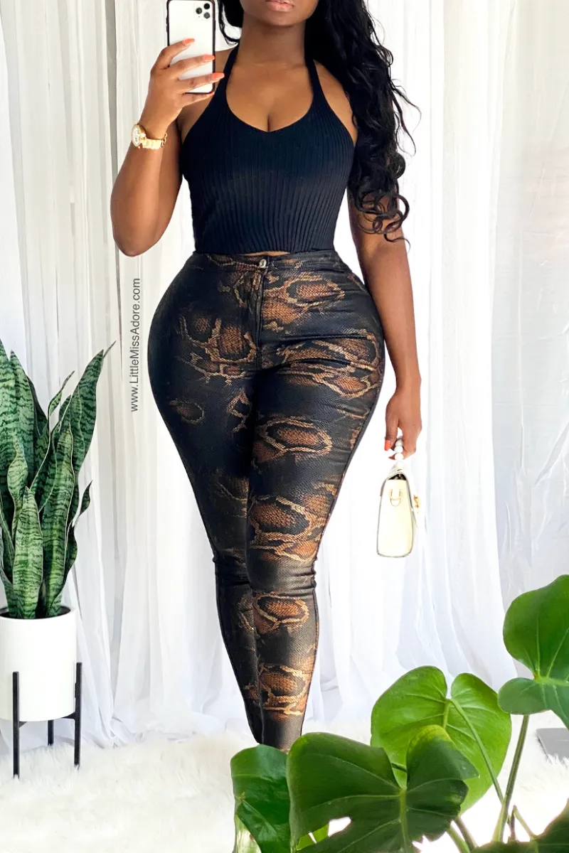 RISKY SNAKE PRINT SKINNY | JEANS