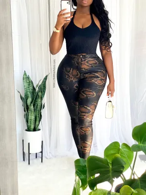 RISKY SNAKE PRINT SKINNY | JEANS