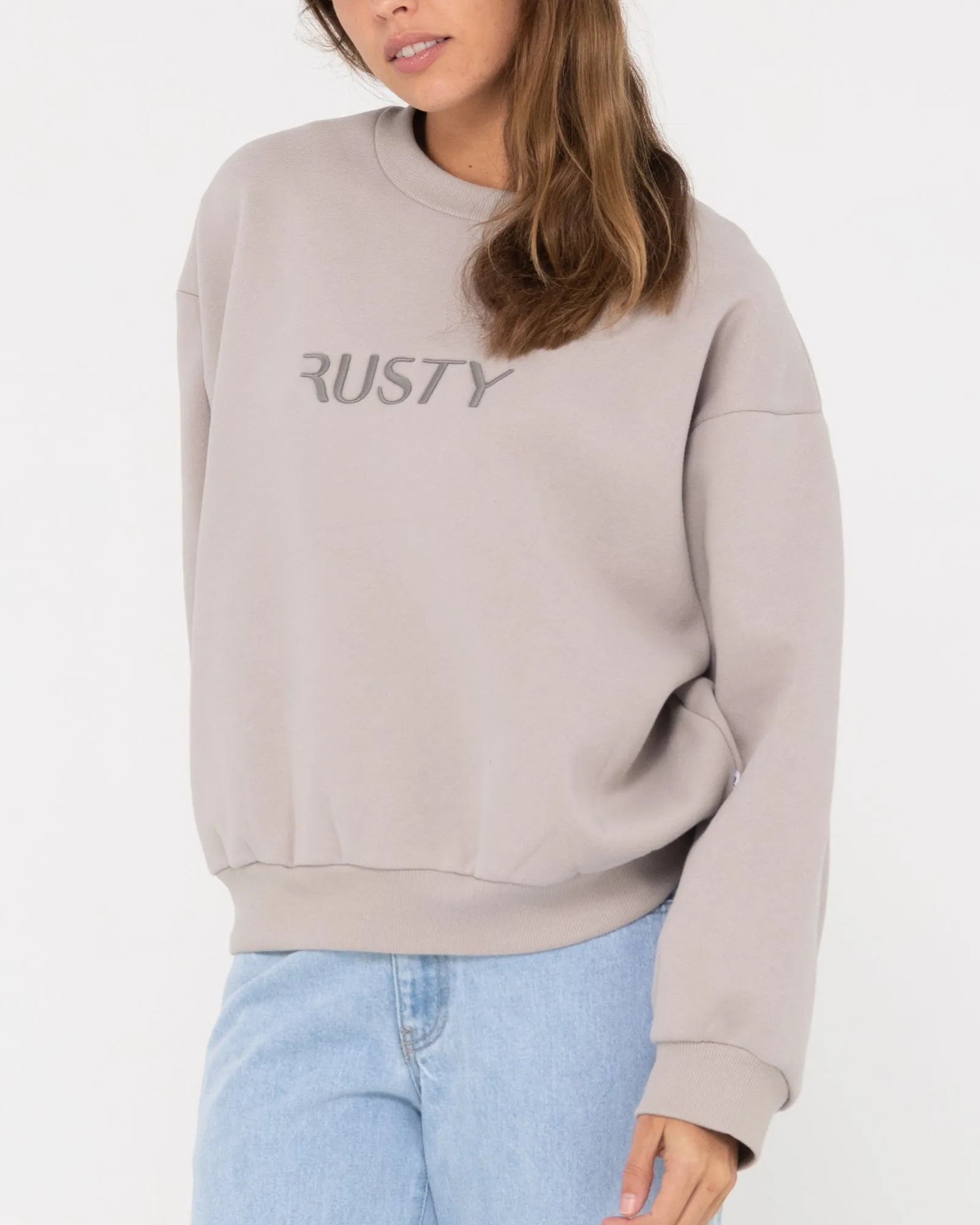 RUSTY SIGNATURE OVERSIZE CREW FLEECE