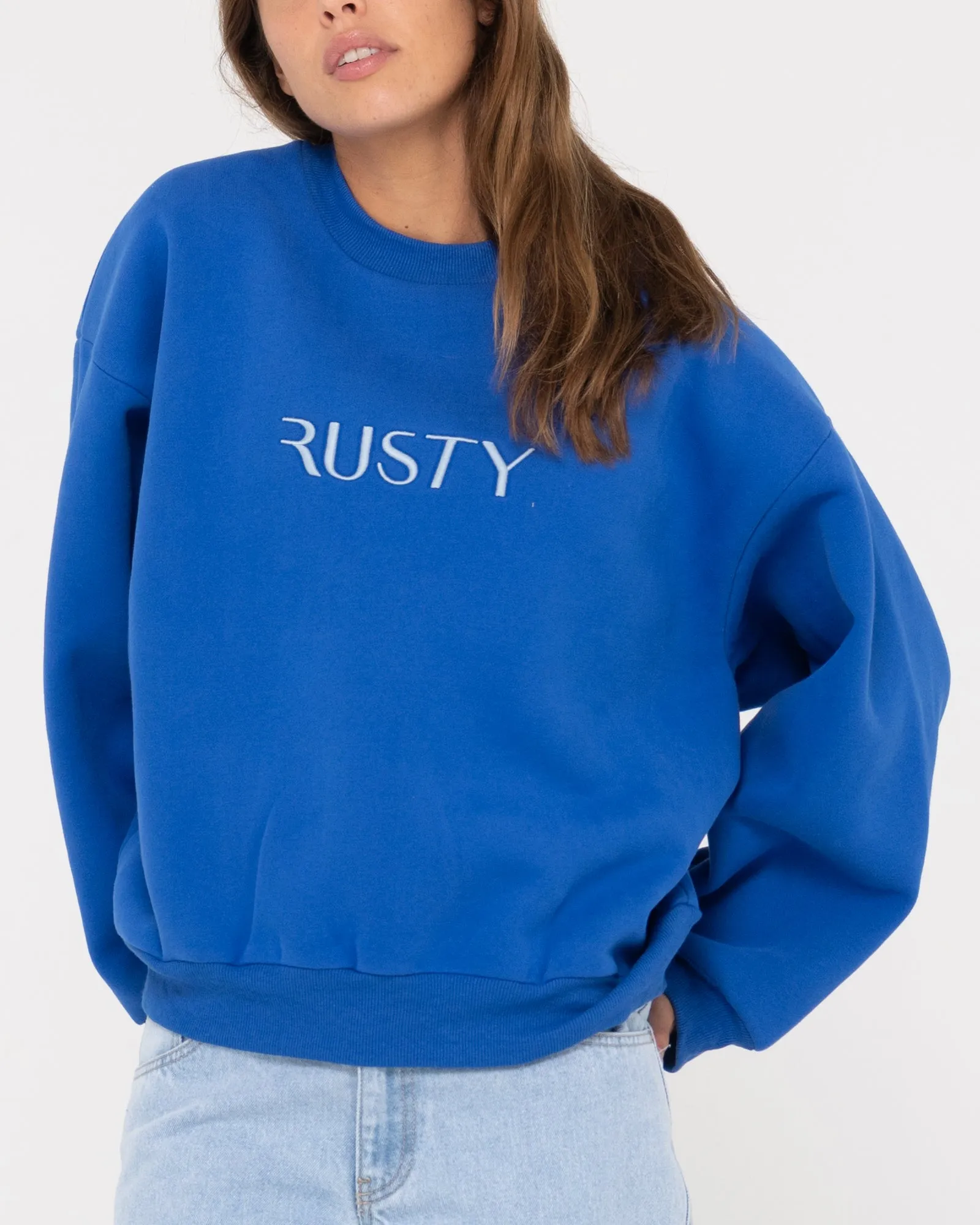 RUSTY SIGNATURE OVERSIZE CREW FLEECE
