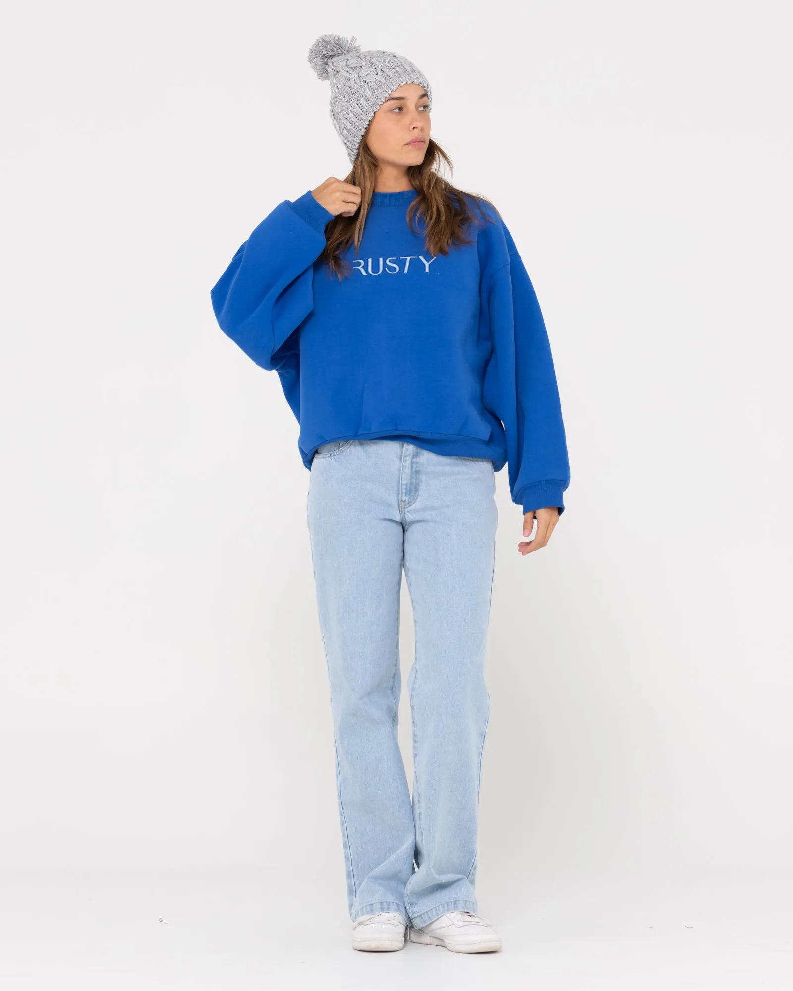 RUSTY SIGNATURE OVERSIZE CREW FLEECE