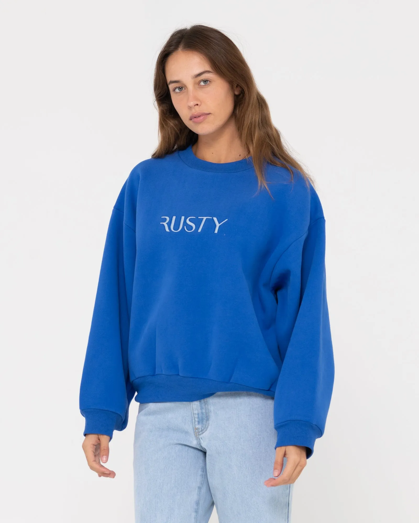 RUSTY SIGNATURE OVERSIZE CREW FLEECE