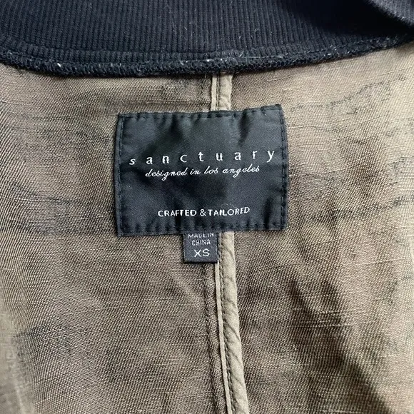 Sanctuary jacket bomber long sleeve camouflage green black womens extra small