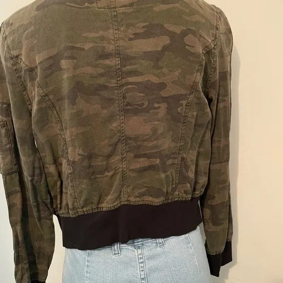 Sanctuary jacket bomber long sleeve camouflage green black womens extra small