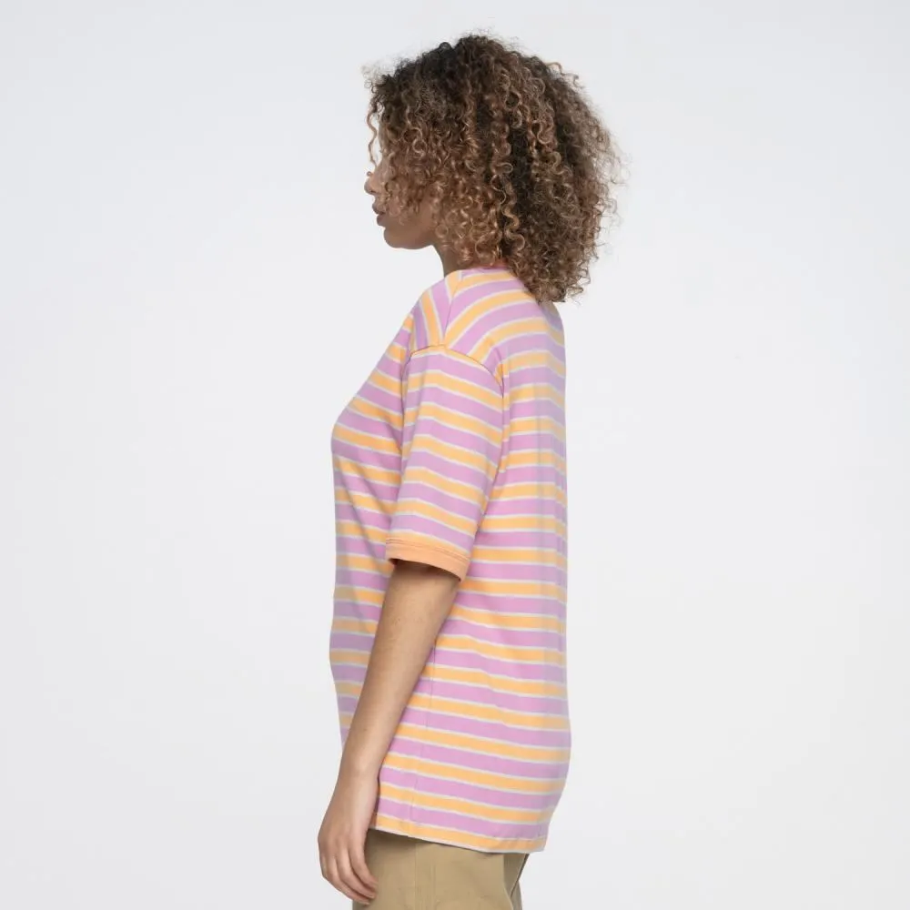 Santa Cruz Womens T-Shirt Ad Strip Dolly Oversized Tee - Pink / Orange Stripe