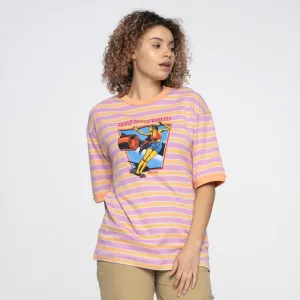 Santa Cruz Womens T-Shirt Ad Strip Dolly Oversized Tee - Pink / Orange Stripe