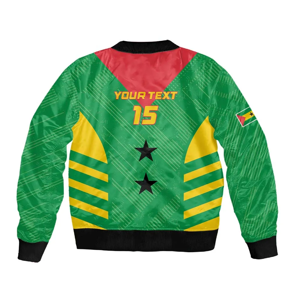 Sao Tome and Principe Football Custom Sleeve Zip Bomber Jacket Sporty Style - Green Color LT15