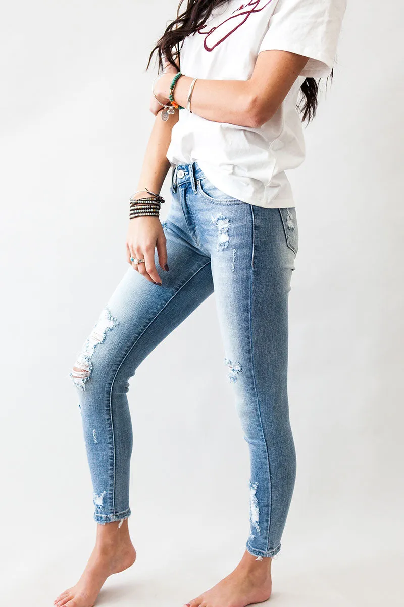 Shake Your Kancan Distressed Light Wash Skinny