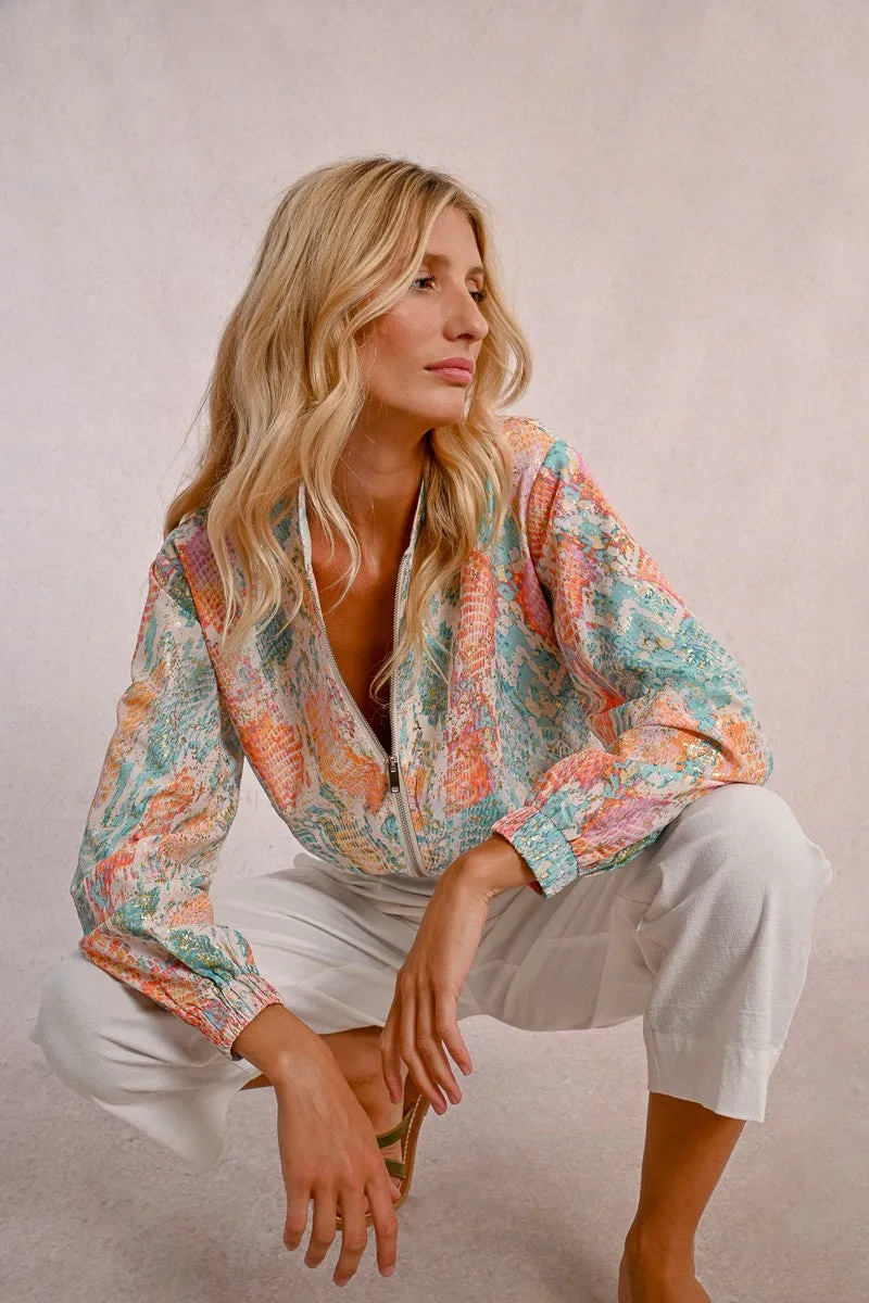 SHORT PRINTED BOMBER JACKET
