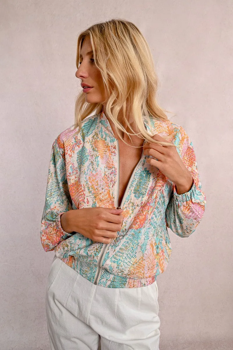 SHORT PRINTED BOMBER JACKET