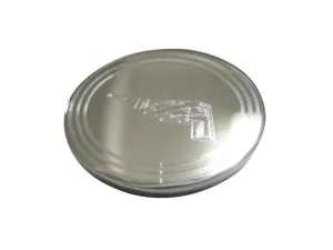 Silver Toned Etched Oval Stealth Bomber Plane Magnet