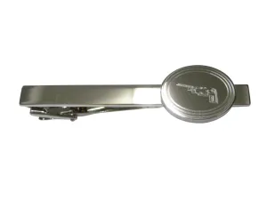 Silver Toned Etched Oval Stealth Bomber Plane Tie Clip