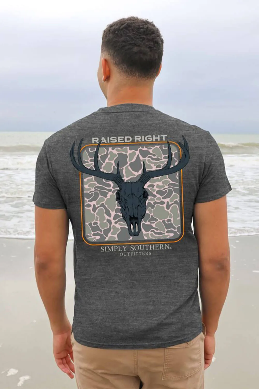 Simply Southern Antler T-Shirt for Men in Grey | MN-SS-DEER-GRAPHITEHTHR-S