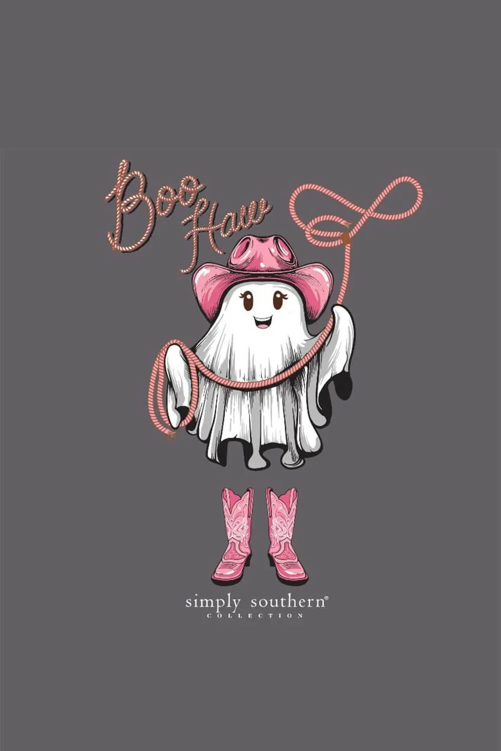 Simply Southern Youth Boo Haw T-Shirt for Girls in Iron Heather | YTH-SS-BOOHAW-IRONHTHR