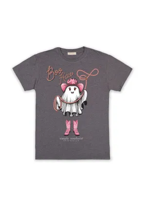 Simply Southern Youth Boo Haw T-Shirt for Girls in Iron Heather | YTH-SS-BOOHAW-IRONHTHR