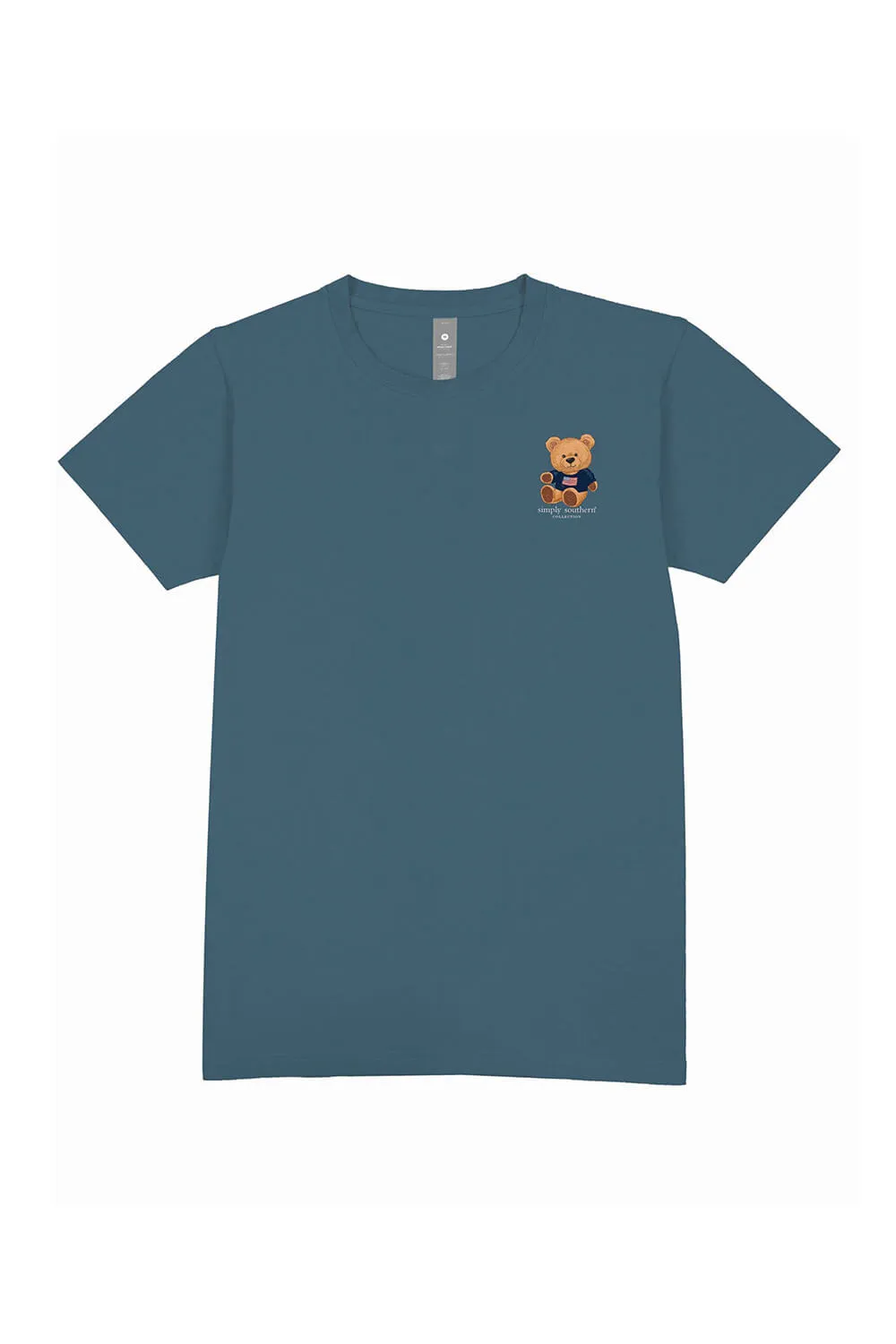 Simply Southern Youth Teddy Bear T-Shirt for Girls in Comet Blue | YTH-SS-USA-COMET
