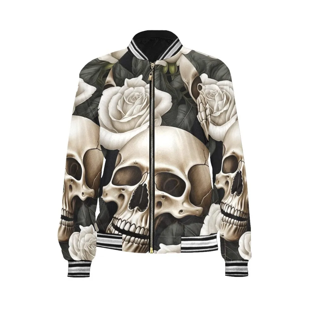 Skulls And Roses Bomber Jacket for Women