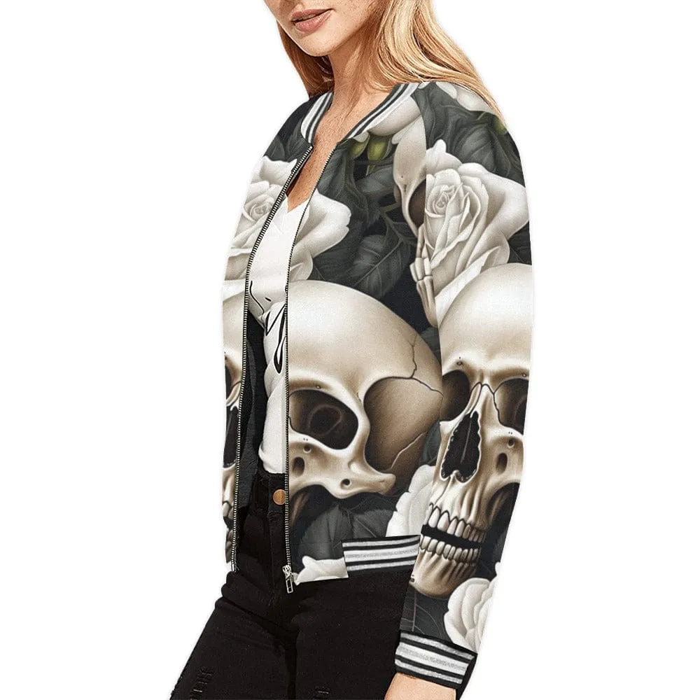 Skulls And Roses Bomber Jacket for Women