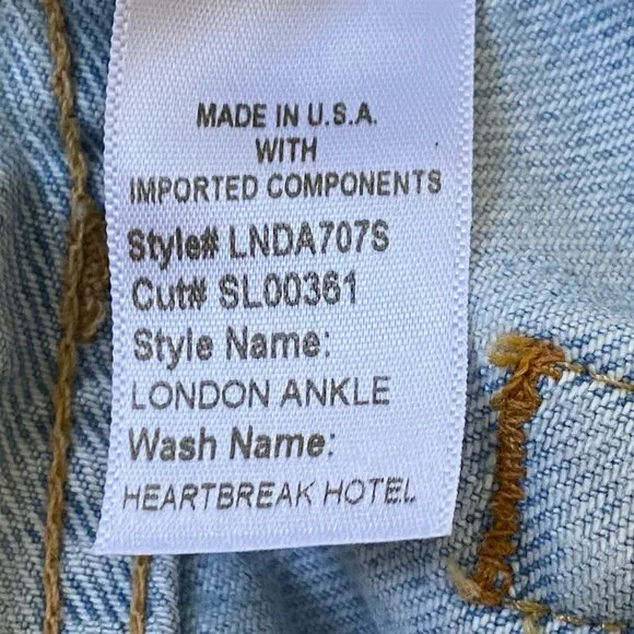 Slvrlake London Ankle Flare Crop Distressed Jeans *Heartbreak Hotel* Sz 26