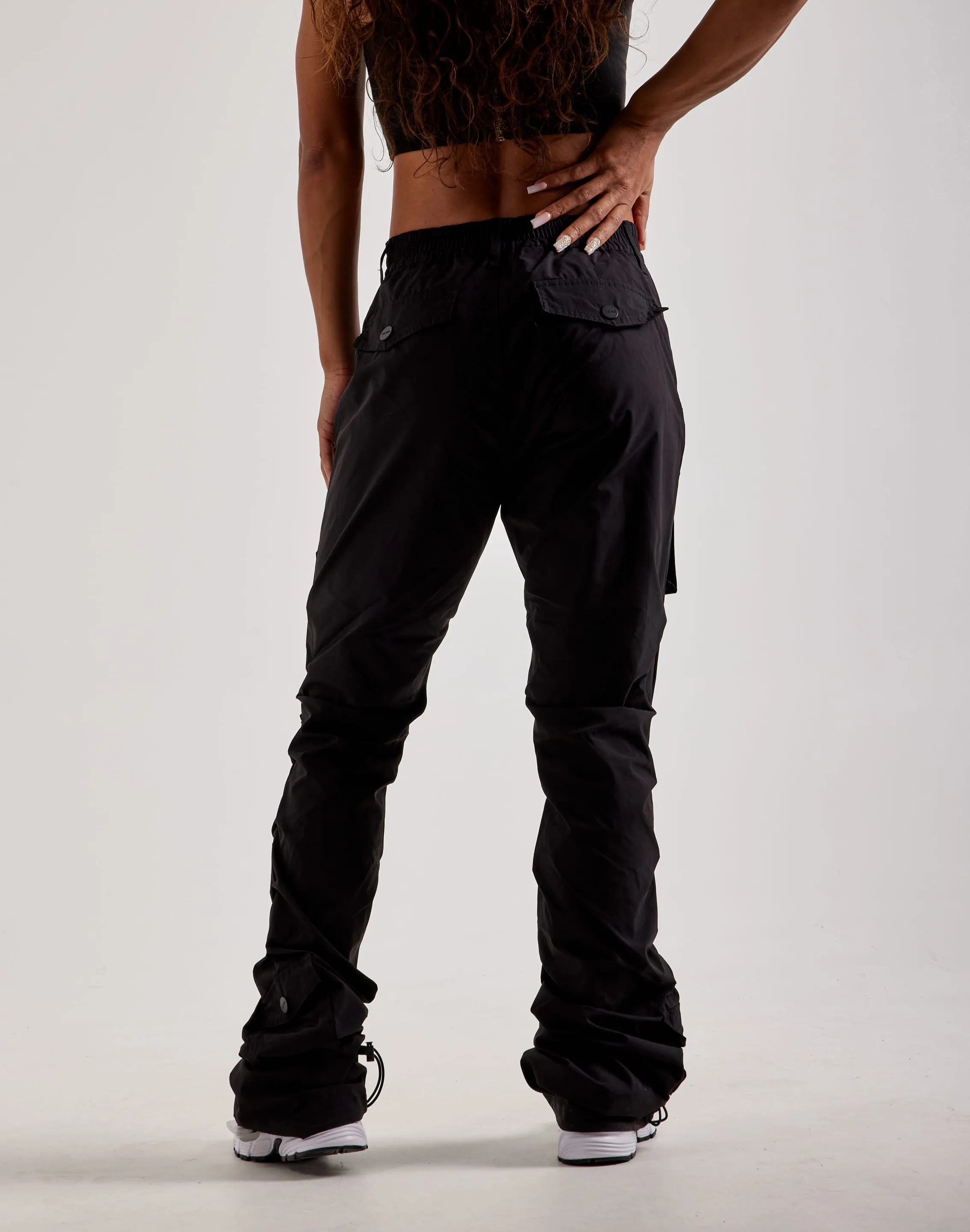 Smoke Rise High-Rise Stacked Nylon Cargo Pants