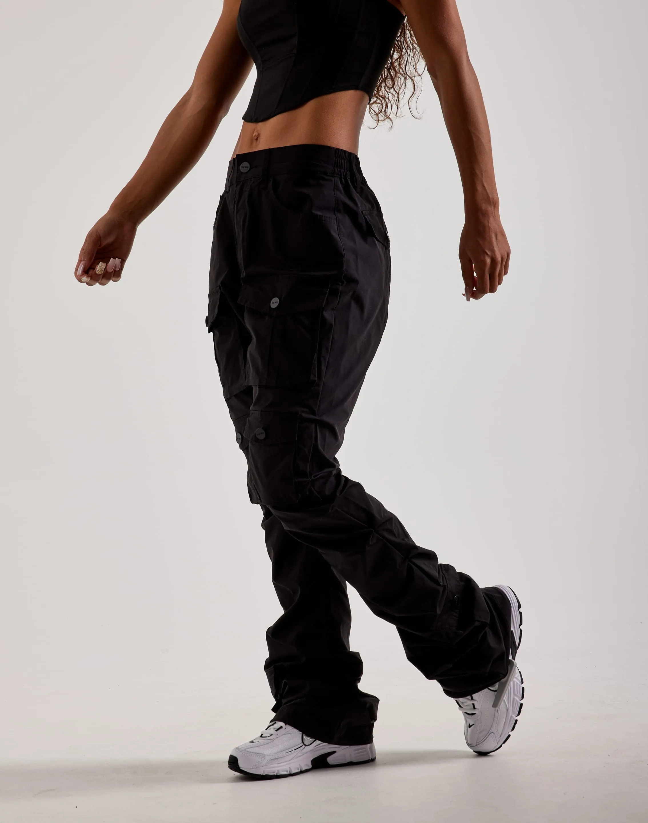 Smoke Rise High-Rise Stacked Nylon Cargo Pants
