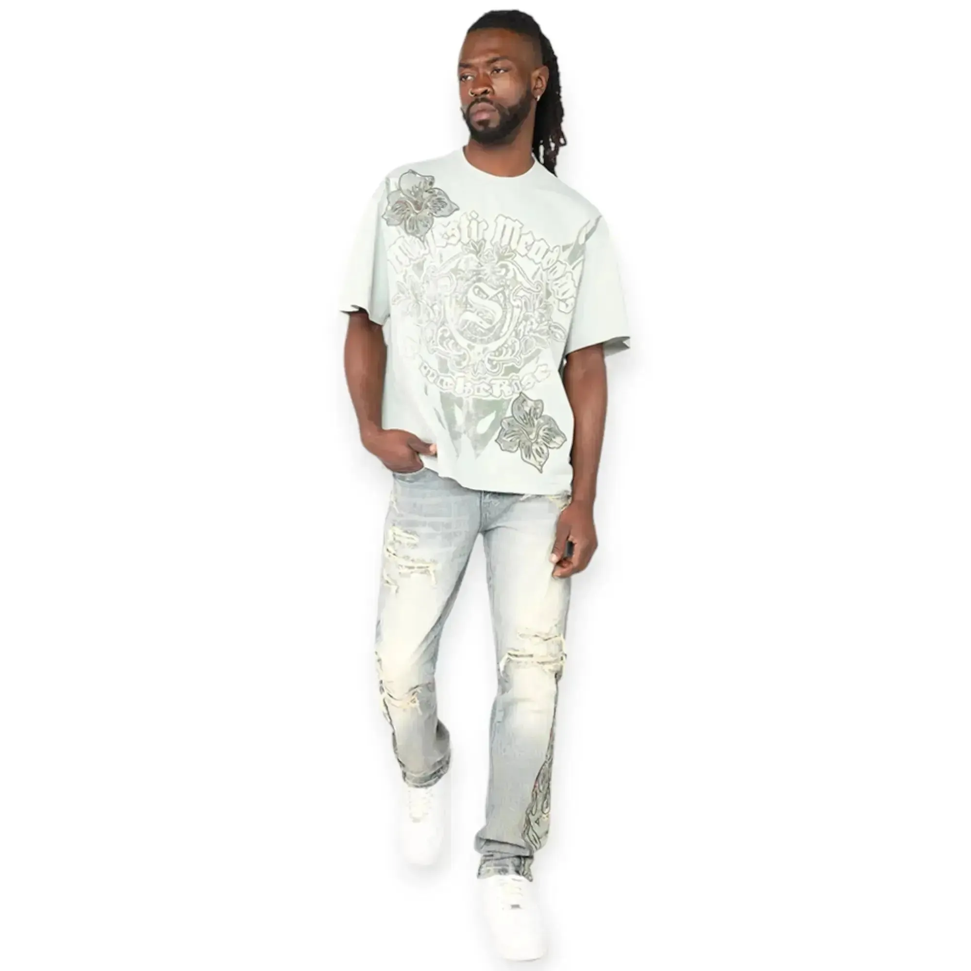 Smoke Rise Men Tapestry Heather Grey T-Shirt S25 Wide Crop (Mercury)