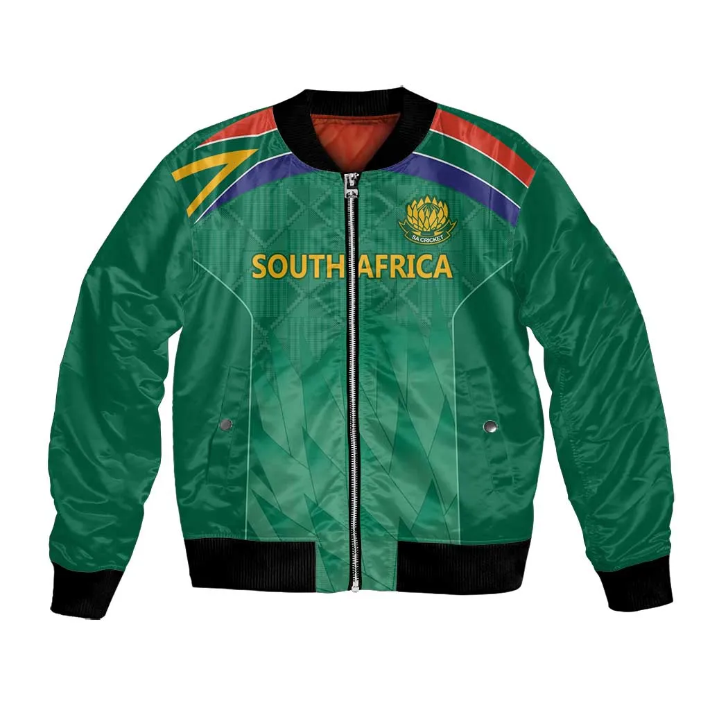 South Africa Cricket Custom Bomber Jacket African King Proteas Green LT9