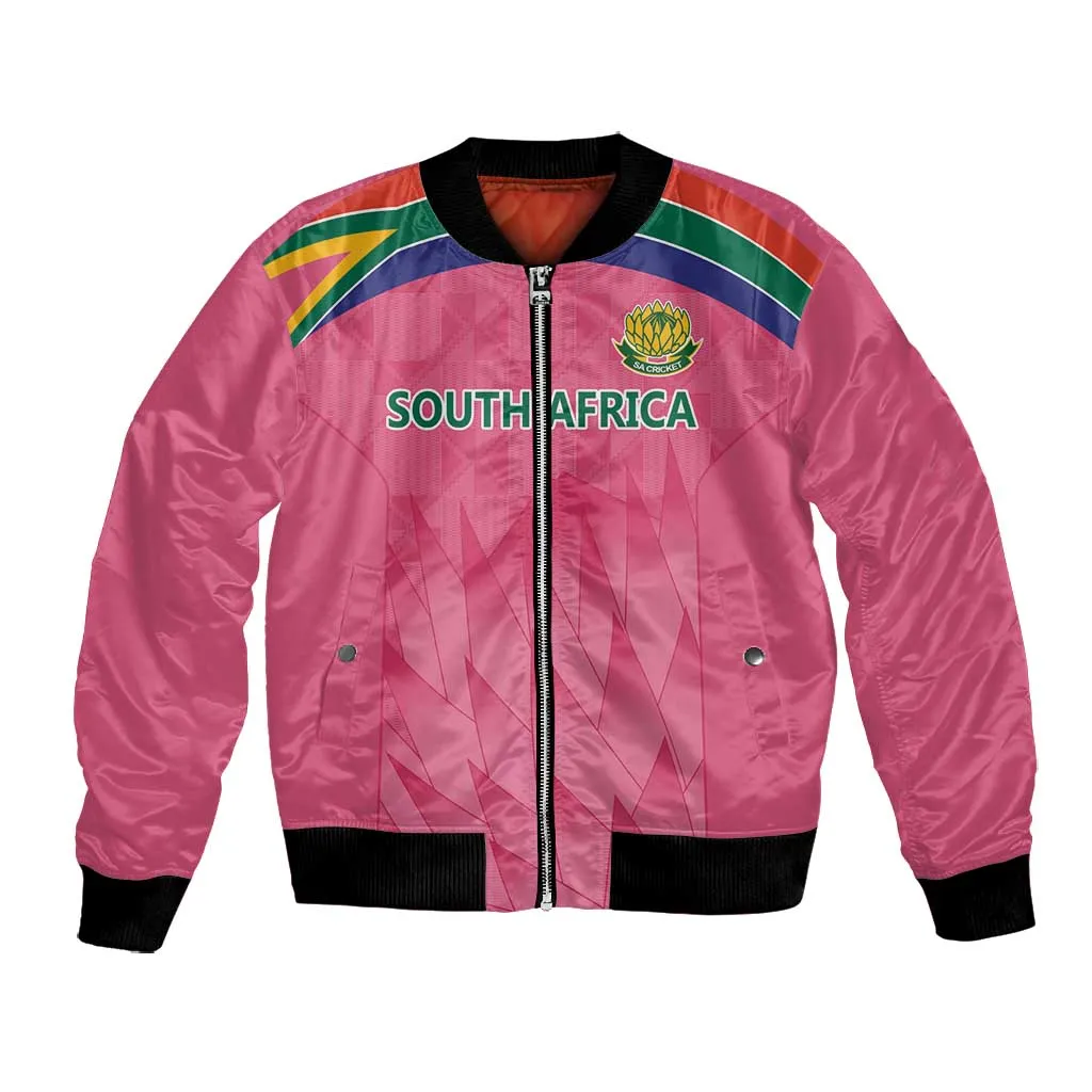 South Africa Cricket Custom Bomber Jacket African King Proteas Pink LT9