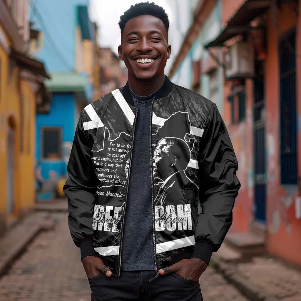 South Africa Freedom Day Bomber Jacket Nelson Mandela With Map LT14