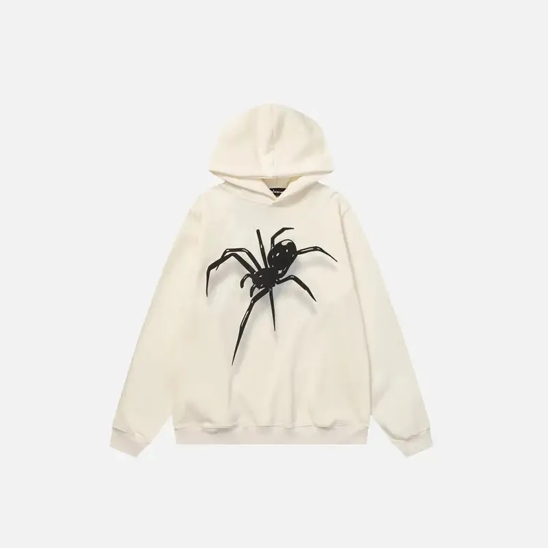 Spider Y2K Graphic Print Hoodie for Stylish Streetwear