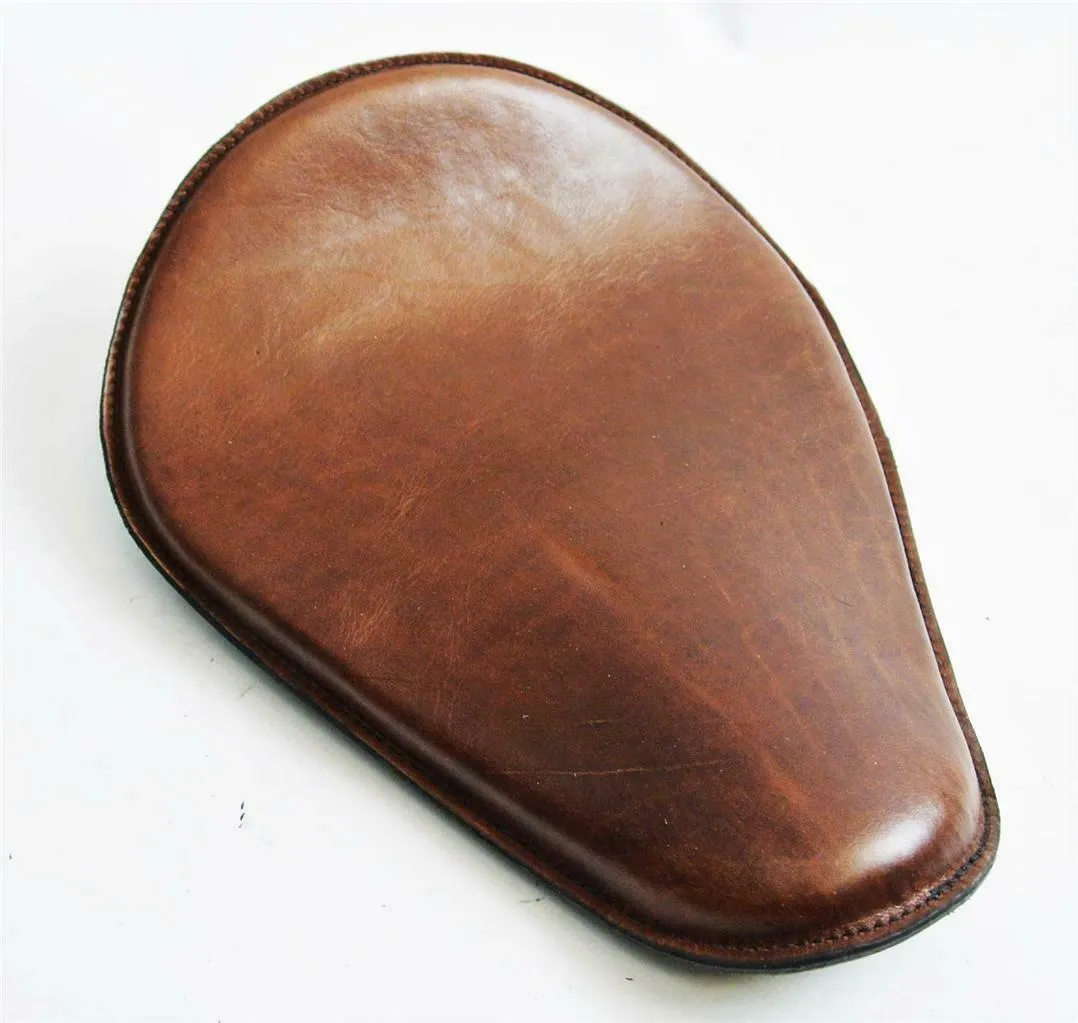 Spring Solo Seat Chopper Bobber Harley Sportster Honda 10x13"Soft Brown Dist MRC