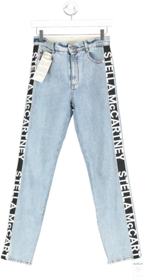 Stella McCartney Blue Logo-stripe Skinny Mid-rise Jeans W26