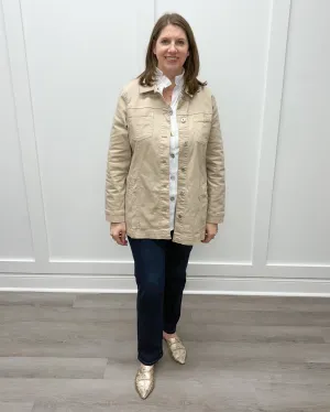 Stretch Denim Boyfriend Jacket - Oatmeal