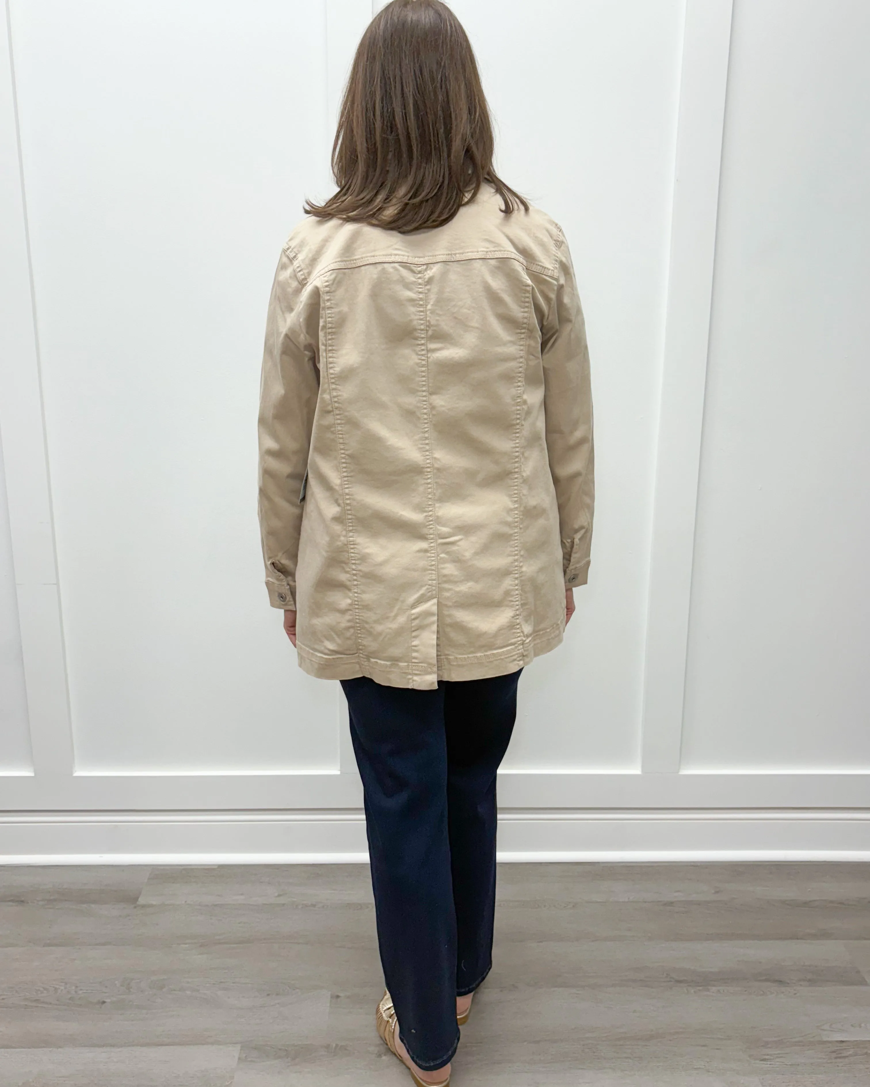 Stretch Denim Boyfriend Jacket - Oatmeal