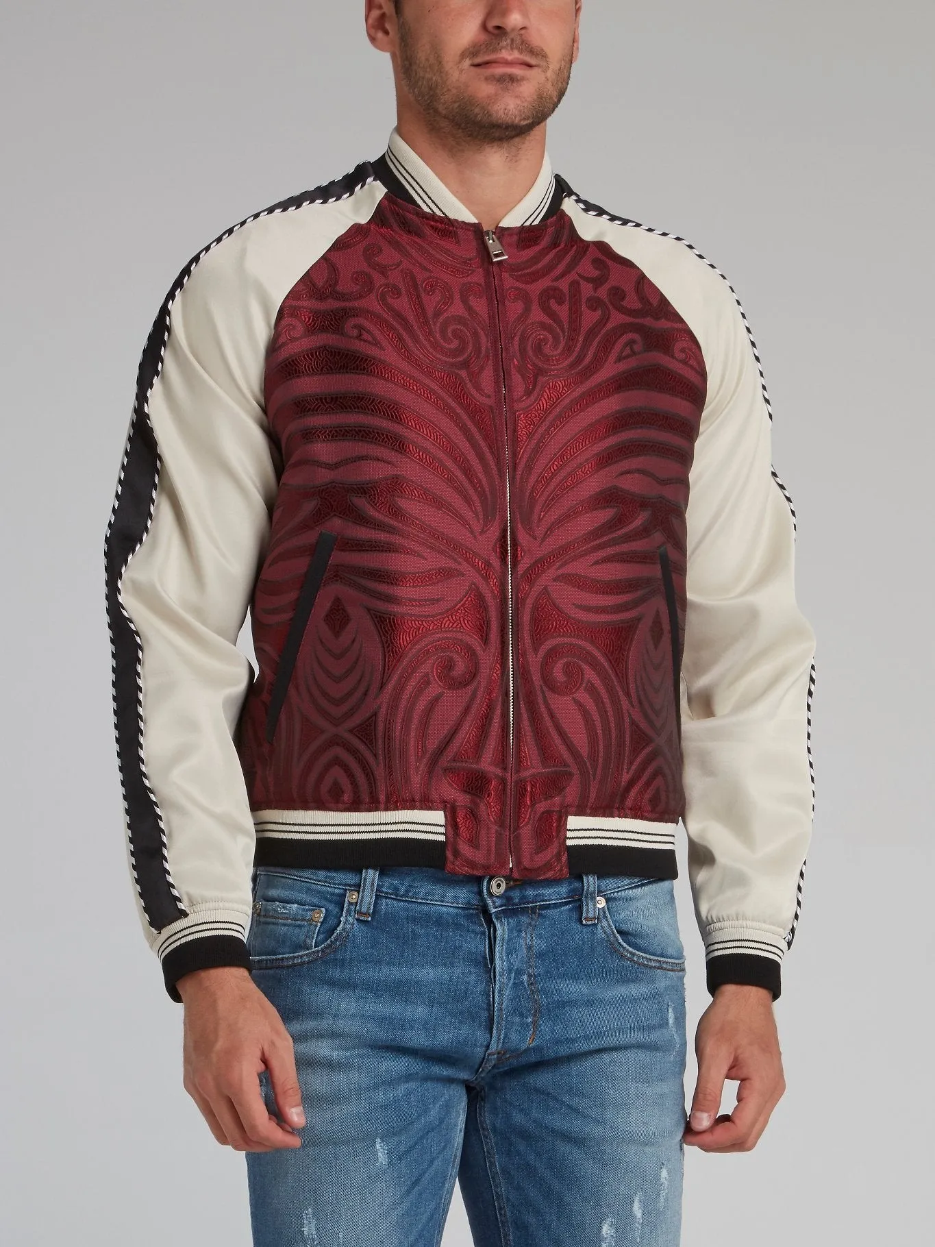Stripe Trim Raglan Bomber Jacket