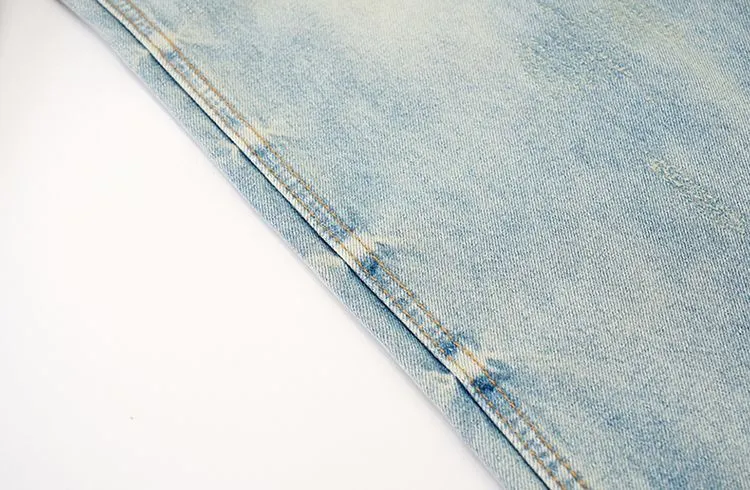 Stylish Faded Straight Leg Jeans with a Distressed Finish