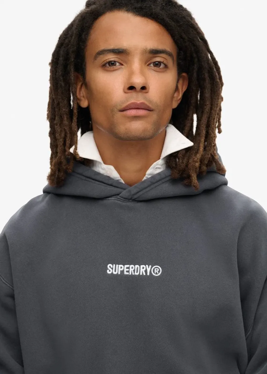 SUPERDRY Micro Logo Graphic Loose Hood - Ebony