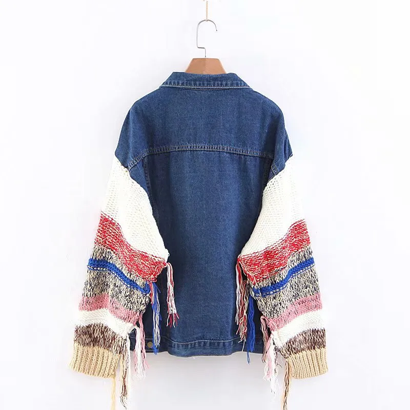 Sweater sleeved Denim jacket