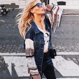 Sweater sleeved Denim jacket