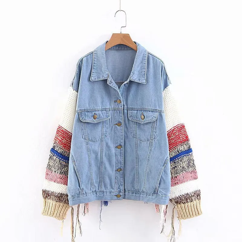 Sweater sleeved Denim jacket