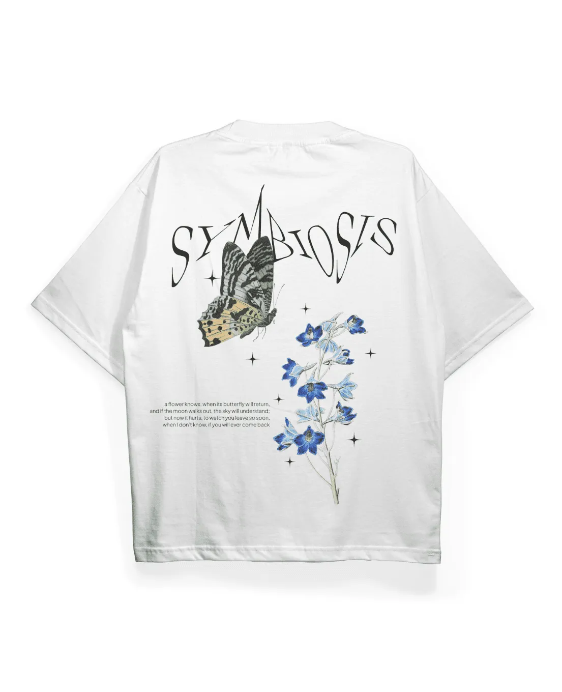 Symbiosis White Printed Oversized T-shirt | Drop Shoulder T-shirt