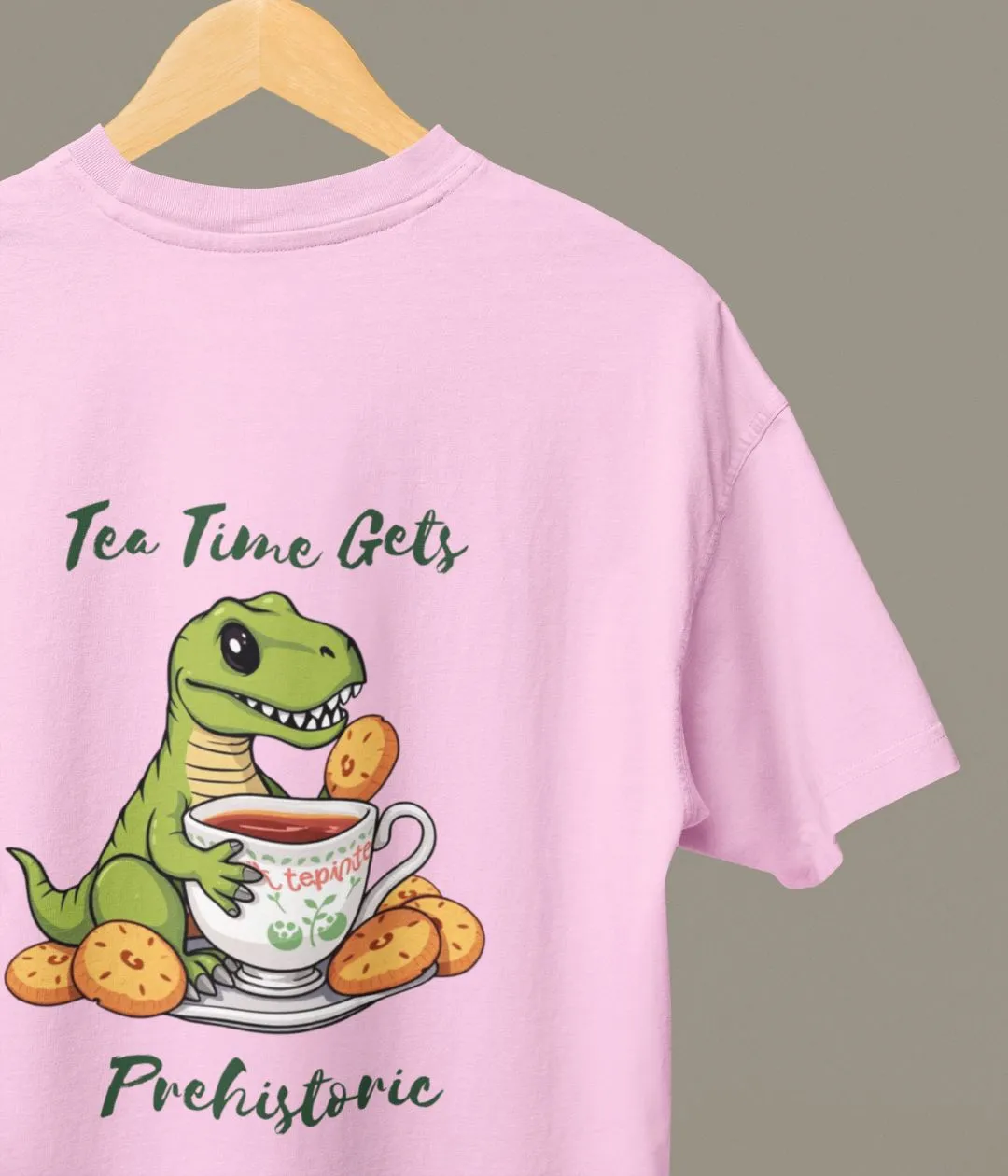 Tea Time Gets Prehistoric - Oversized Classic T-Shirt