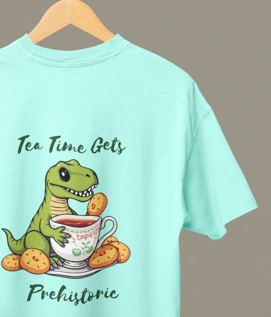 Tea Time Gets Prehistoric - Oversized Classic T-Shirt